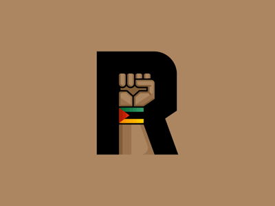 R fist flag icon letter rebel resist revolution typography
