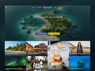 Dreamwall dark dashboard dream experience icon journey photo side menu travel ui wall web