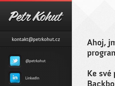 Petr Kohut – portfolio 3d button navigation texture webdesign