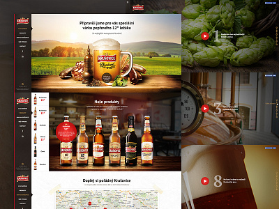 Krusovice - website beer brand brewery fabric king map photo royal side menu texture web wood