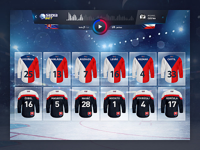 Hokejove silenstvi audio countdown dark game hockey jersey photos player sport team ui website