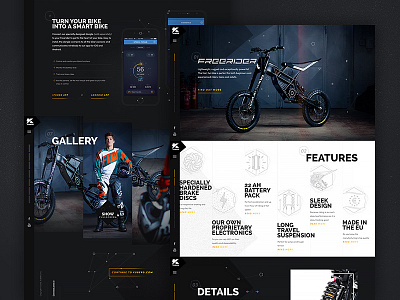 Kuberg – Free Rider website bike dark geometric motorcycle noise pattern product texture typography ui web