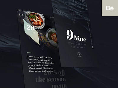 9nine app (Behance case study) app behance case study ios luxury minimal photo restaurant sixty typography