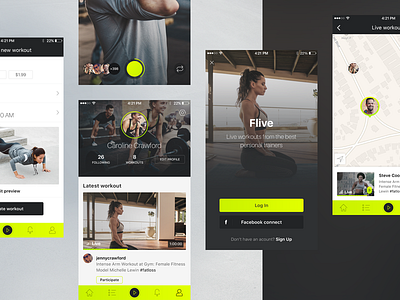 Flive app III app clean fitness flive ios live minimal stream ui ux workout