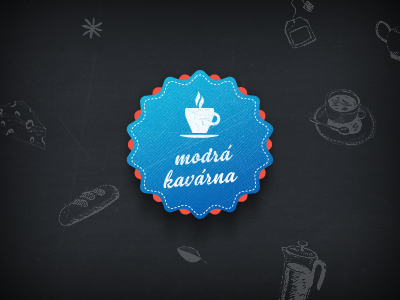 Modra kavarna badge breakfast cafe coffee doodle grunge tea texture