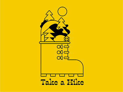 Take a Hike color design fun illustration nature outdoors typography vector yellow