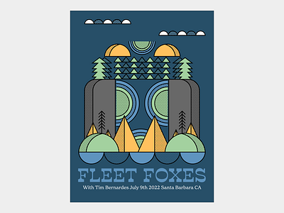 Gig Poster - Fleet Foxes blue color design fun geometric illustration mountain music nature ocean poster trees typography vector