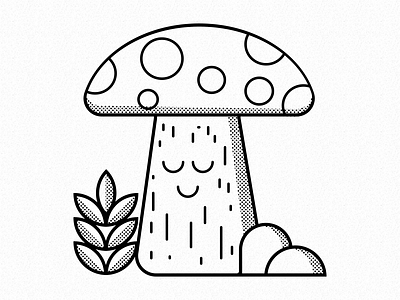 Mushroom black and white design fun illustration line lines minimal mushroom nature outdoors vector