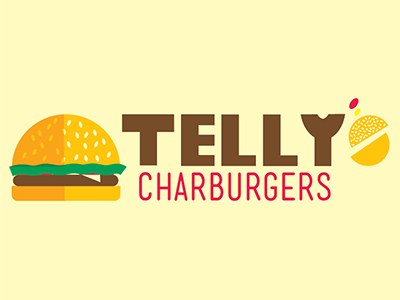 Telly's Logo brown burgers food green hamburger logo orange red type vector