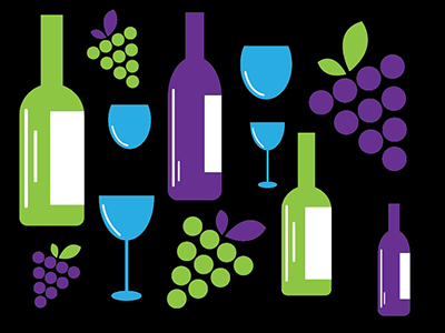 Wine Illustration blue grapes green illustration purple vector wine