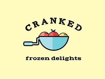 Cranked Logo blue color fruit illustration logo vector yellow