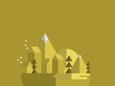 Mountain Town color design flatillustration illustration landscape vector