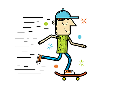 Skater blue color green illustration skateboard skater vector