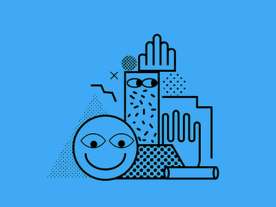 Still Life in Blue blue color eyes fun halftone illustration shape vector