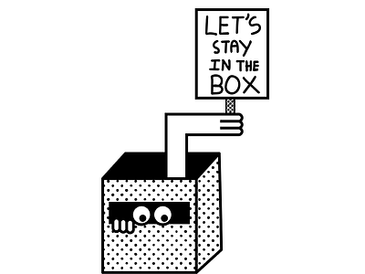 Out of the Box anxious box fun illustration lettering offscreen scared vector