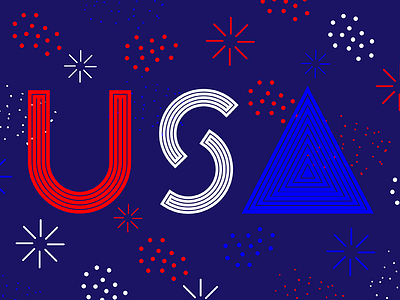 Happy Birthday USA! 4th of july america blue fun lettering red shapes texture white