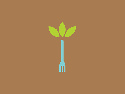 Tastefully Global Logomark blue brown color design fork green growth leaves logo shape vector