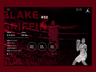 006 006 basketball dailyui design digital interface jordan profile red ui userprofile ux