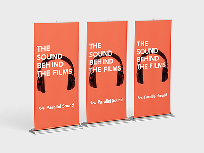 Parallel Sound Banners banners color headphone identity minimal orange rollup sound