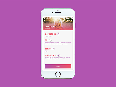 Cordate Edit Profile app color dating digital minimal mobile profile ui ux walkthrough
