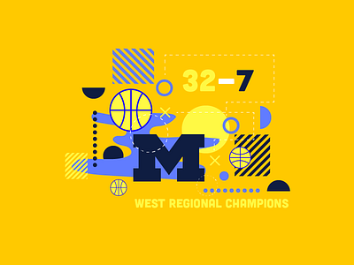 Final Four-Michigan basketball blue color finalfour fun geometry illustration minimal shapes simple yellow