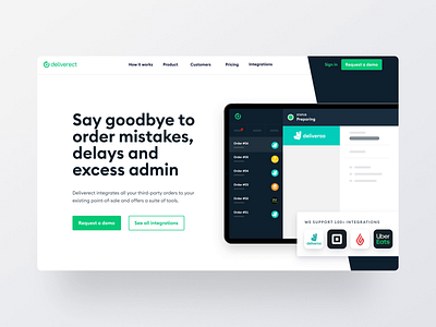 Deliverect - Homepage animated marketing saas website webdesign