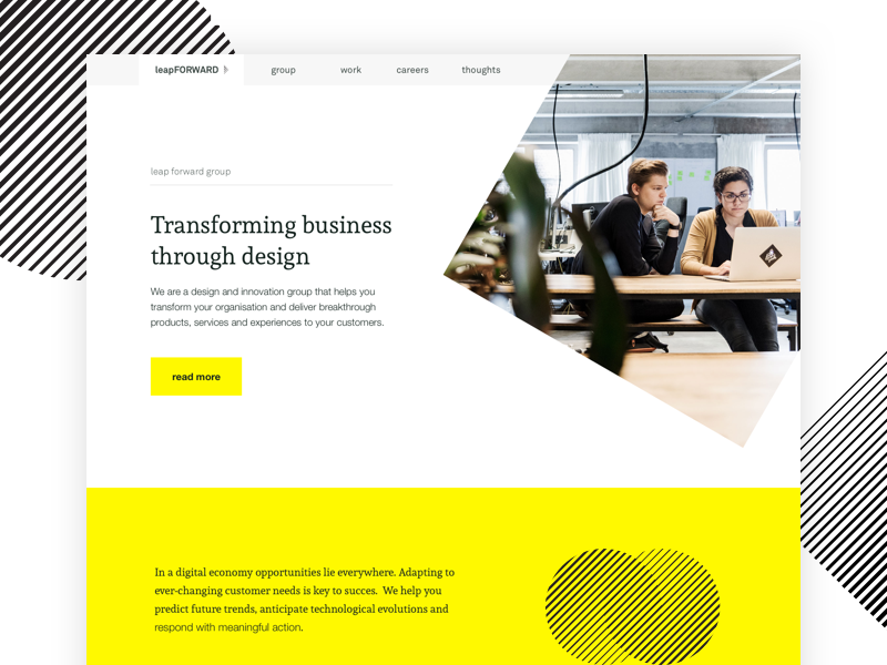Leap Forward - Website ui website shapes yellow white black minimal abstract