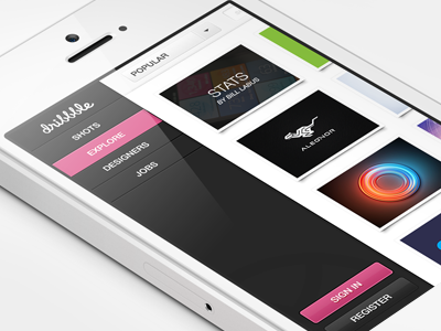 Dribbble Redesign - iPhone version black dribbble iphone minimal redesign white