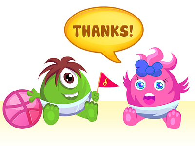 Thanks for the Invite!. cartoon character dribble game invite monster ui