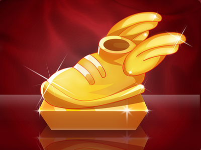 All that Glitters- Winged Shoe game art gold golden icon illustration shoe ui design