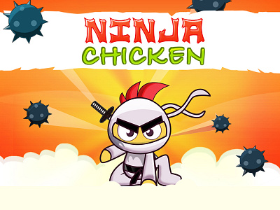 Ninja chicken Splash Page cartoon fun game art game ui ui design