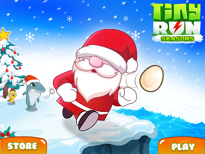 Tiny Run Seasons cartoon christmas fun game art game ui holiday season santa clause ui design