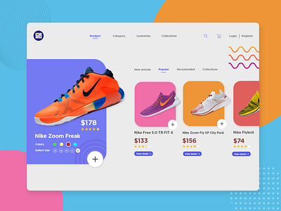 Website Shop Shoes Nike branding design illustrator minimal ui ux uxdesign web website