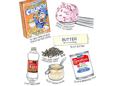 Fudge Bottom Ice Cream Pie Recipe - Original Watercolor Painting