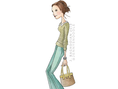 Spring Fashion Girl - Original Watercolor Painting cartoon fashion illustration hand drawn illustration kate spade painting portrait painting watercolor