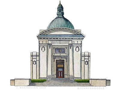 U.S. Naval Academy Chapel architecture building sketch hand drawn illustration navy painting realism united states urban sketch watercolor