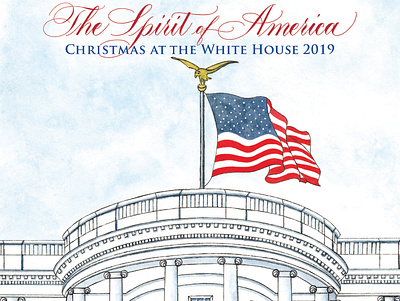 Christmas at the White House 2019 architecture christmas hand drawn history illustration painting realism watercolor white house