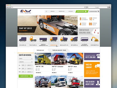 EVW Trucks car cars homepage truck trucks user interface webdesign