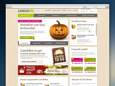 Lunchbox food user interface webdesign