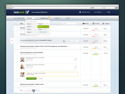Taskmee Dashboard comments dashboard panel projects task taskmee tasks ui user user interface