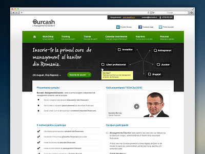 Burcash V.1 blackboard burcash coach green homepage layout design money money management romania training