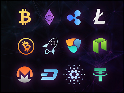 Crypto Currency Icons bitcoin crypto currency icon ethereum icon litecoin monero ripple stellar wallet