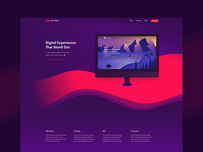 zeno.design branding design gradient graphic design illustration pink portfolio purple waves web design webdesigner websitedesign