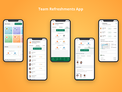 Team Refreshments App app design mo mobile refreshment refreshment ordering sporting sports team