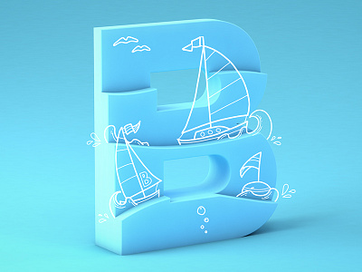 #36daysoftype05 - B 36daysoftype 3d boats c4d cinema4d doodle gradient illustration type typography