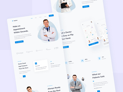 HeyDoc - Landing Page blue clean design doctor health icon interface landing page medical minimal simple ui ui design ui ux ux ux design web web design website