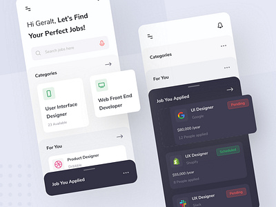 Job Finder Application app application clean design icon interface ios iphone x job job finder job finder app minimal mobile simple ui ui design ui ux user interface ux ux design