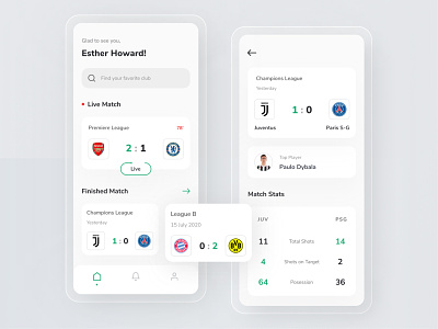 Football Live Score App app app design clean concept design flat football app icon interface ios minimal mobile score simple sport ui ui ux ui design ux ux design
