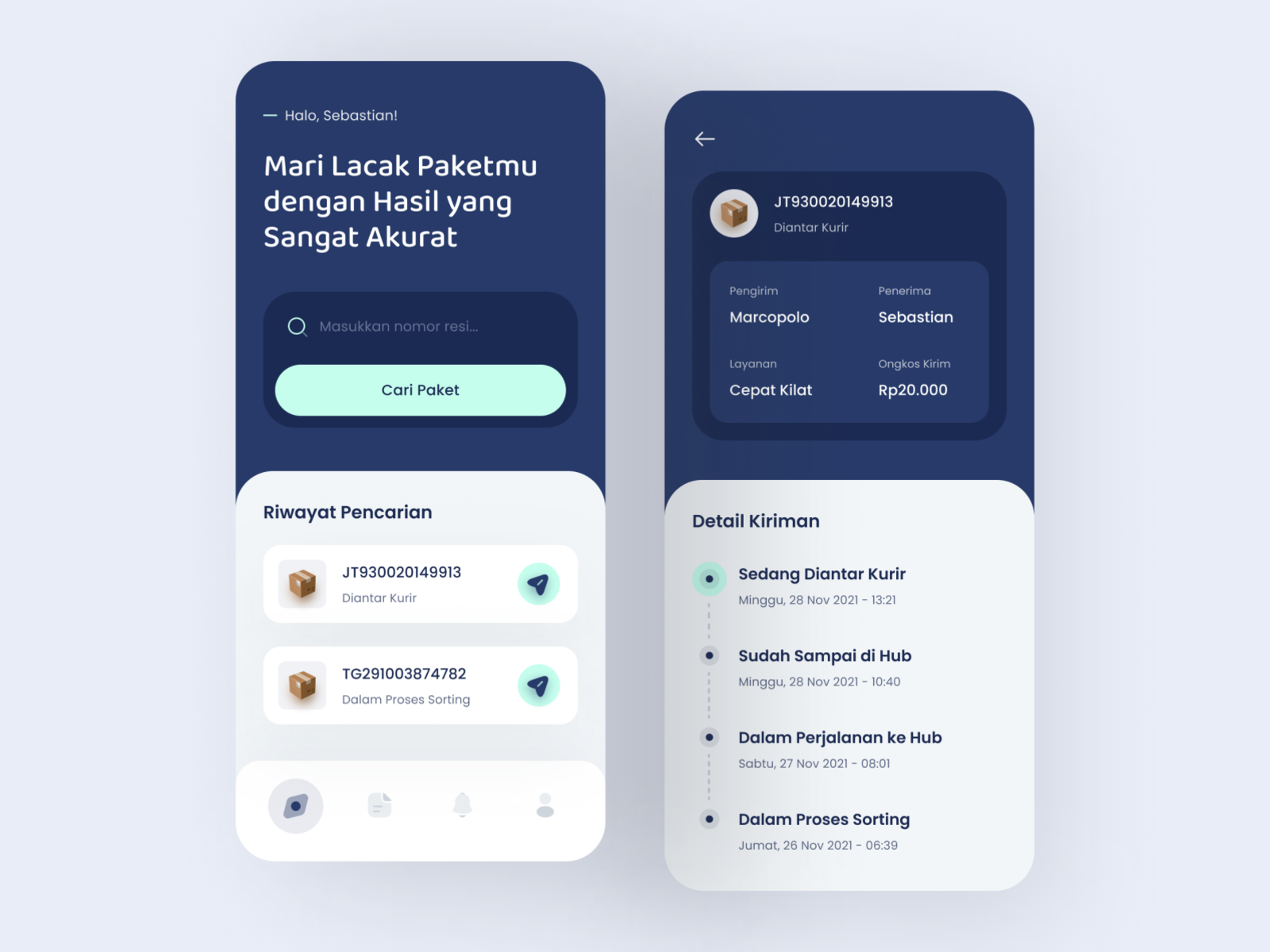 Package tracker app by farrel putra on dribbble