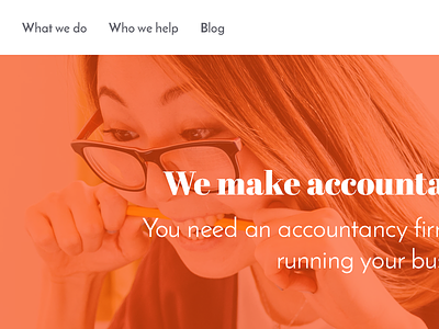 Accountancy website navigation and banner